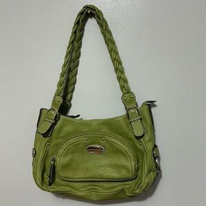 Strada Forest Green Shoulder Bag with a braided handle